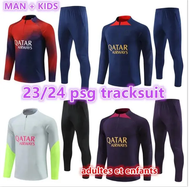 23 24 Tuta PS GS Men Football Trainsuits Training Suit Maillot Jerseys Kit Kit 2023 2024 Paris Mbappe Мужчина и детский футбольный спортивный костюм бегает выживание.