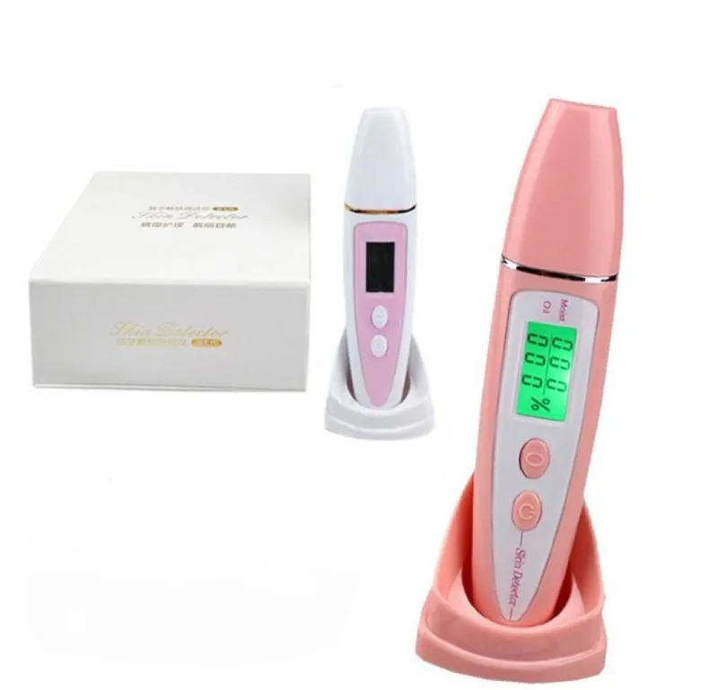 Nouveauté conception de brevet affichage LCD équipement de beauté du visage analyseur d'humidité de l'huile de peau test testeur de peau rose blanc 06090111837286