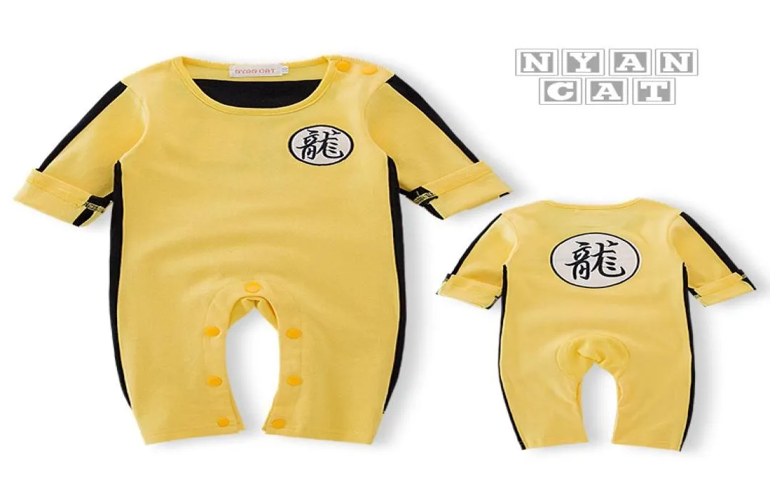 Nouveau-né bébé vêtements bébé Costume bébé garçon vêtements Style chinois Dragon lettre motif combinaison barboteuse tenues pour Bruce Lee8232114