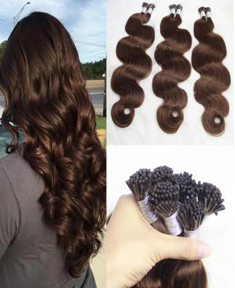 Brown Color Body Wave Hairs Extension I Tip Extensions 100 Human Hair Made For Women1851114