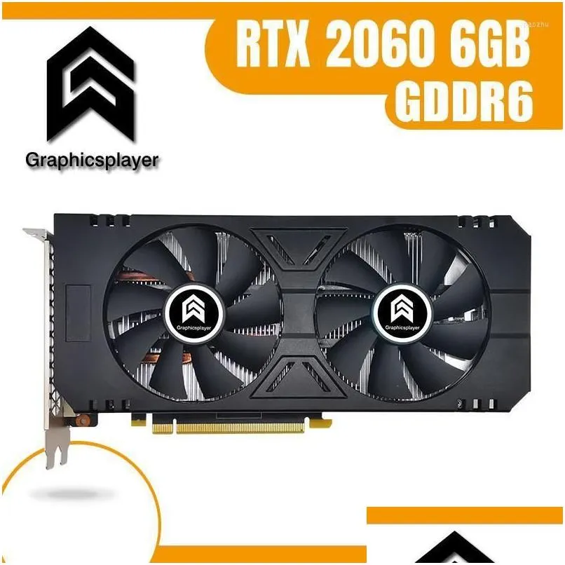 Grafikkort Datorkort Original Chip RTX2060 6GB 192BIT DDR6 VGA VIDEO Dual Fans för NVIDIA RTX PC GamesGraphics CardsGraphics DHXPE