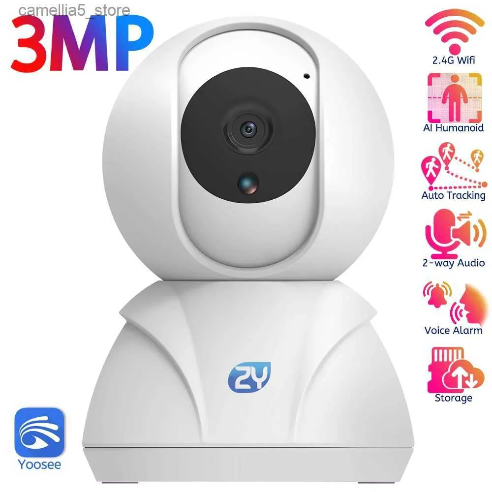 Caméra de surveillance pour bébé Yoosee 3MP Sécurité à domicile WiFi Intérieur 2MP IP sans fil pour animal de compagnie/bébé Pan Tilt Audio bidirectionnel Vision nocturne CCTV Q240308