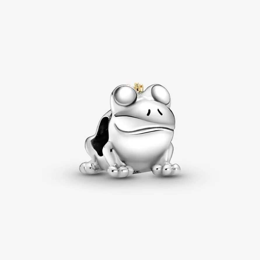 Ny ankomst 100% 925 Sterling Silver Two-Tone Frog Prince Charm Fit Original European Charm Armband Fashion Jewelry Accessories2719