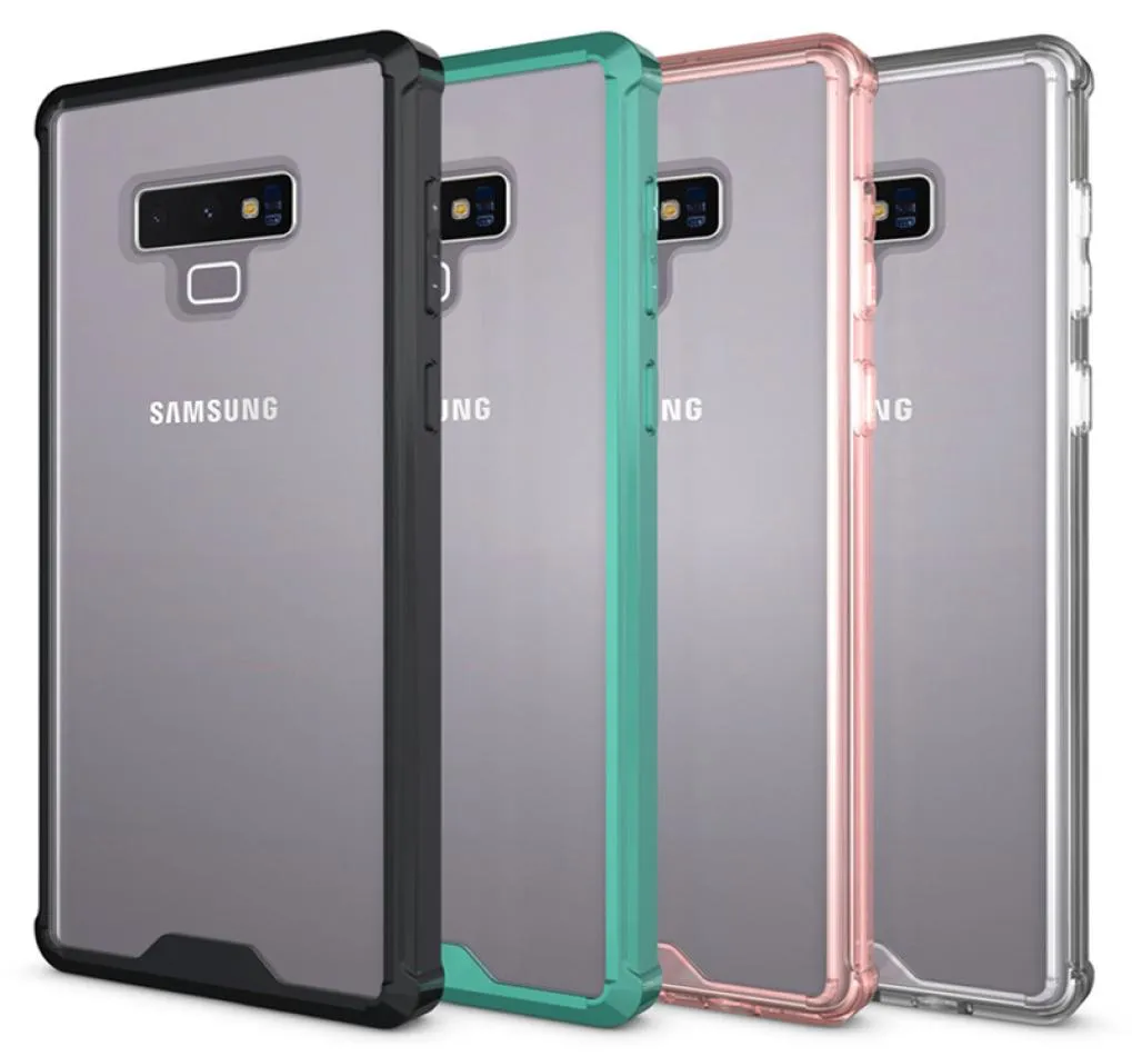 Custodia trasparente per iPhone per Samsung Galaxy Note 9 8 S9Plus S8Plus A8 Antiknock Hybrid Soft TPU Hard PC protettiva antiurto Clea7346464