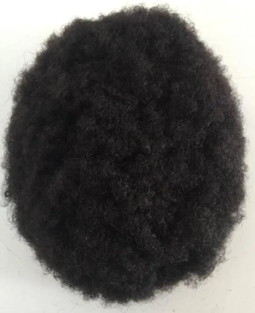 10 a Afro Curl Toupet schwarz jungfräuliches brasilianisches Remy Haar Männer Toupet 7x9 Größe Echthaar Toupet für schwarze Männer 7512462