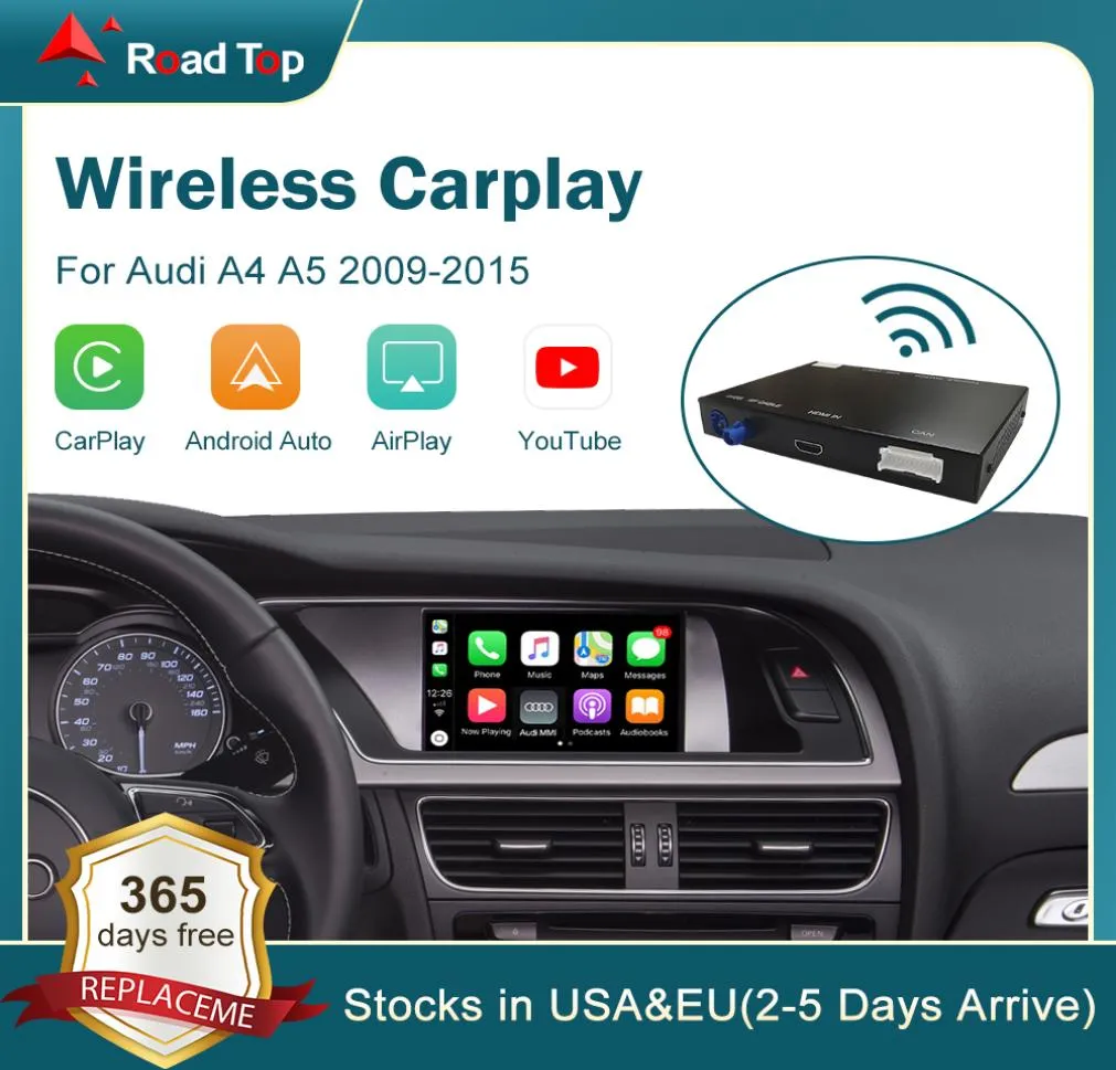 Wireless Apple CarPlay Android Auto Interface dla A4 A5 2009-2015 z lustrzanym linkiem Airplay Funkcje odtwarzania samochodu 6239600