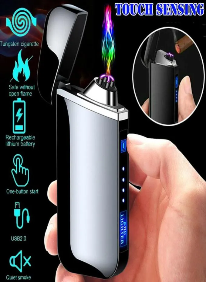 2021 Nouvel allume-cigare double arc électrique USB briquet rechargeable plasma coupe-vent sans flamme briquet extérieur coupe-vent allumeur9706514