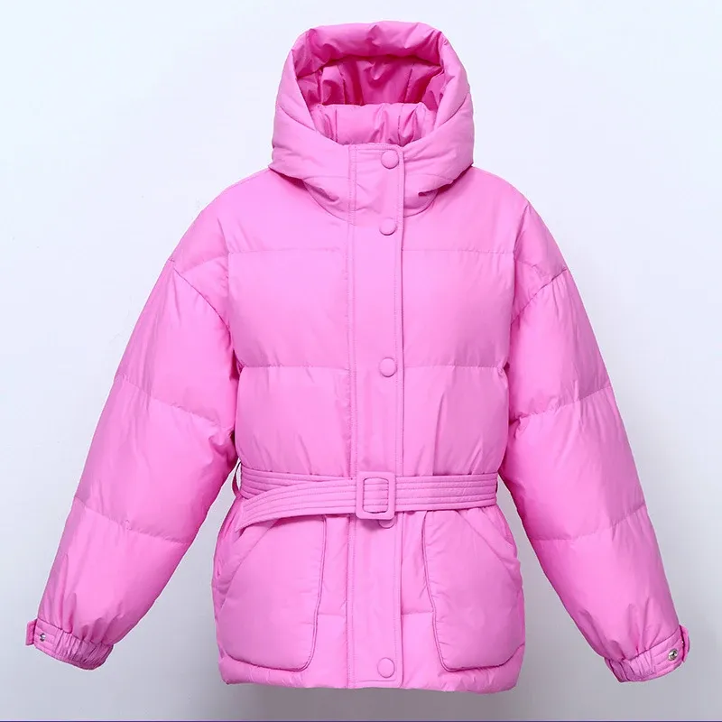 Jaquetas jazzevar 2022 inverno nova moda rua designer marca das mulheres 90% pato para baixo jaqueta bonita meninas outerwear casaco com cinto