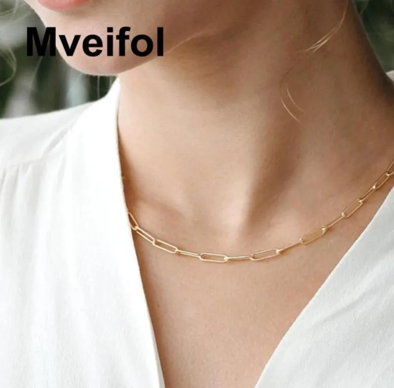 Łańcuchy MVEIFOL STALIM Paper Paper Clip Clip Link Naszyjnik dla kobiet -Paperclip Choker Jewelry4358899