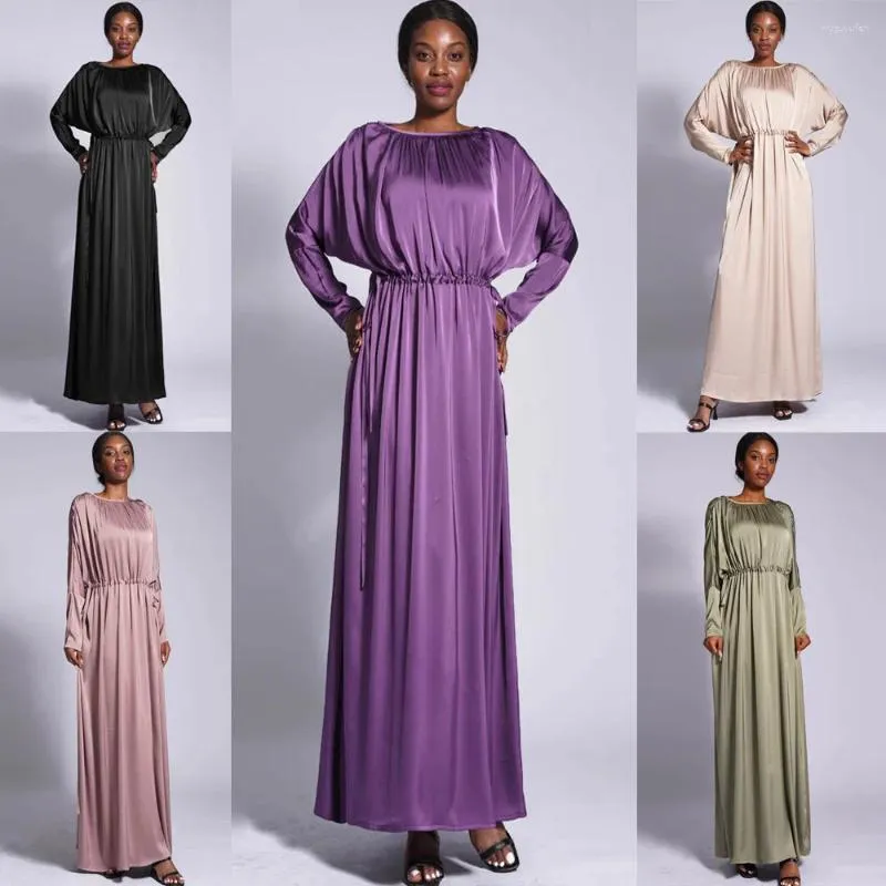 Vêtements ethniques Élégant Abaya Femmes Cordon Longue Maxi Robe Musulman Kaftan Islamique Robe Arabe Dubaï Turquie Jalabiya Robes Abayas