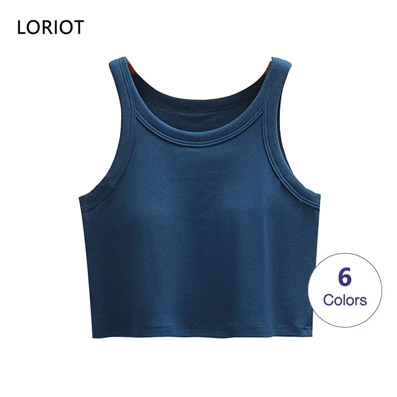 T-shirt Loriot reggiseno a coste canotta per donna crop canotta Sando canotta canotta senza maniche sexy casual coreano Sa1334