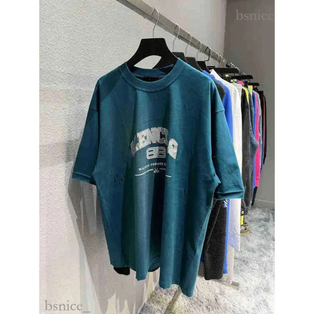 Mannen T-shirt Mode Balenciga Lente Zomer Hoge Schaar Print Ronde Hals Losse Gedragen Mannen Vrouwen T-shirt Korte mouw 130