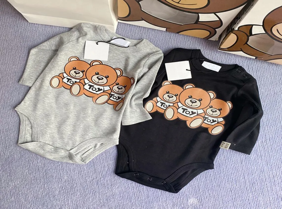 Macacão de bebê onepiece crianças criança recém-nascido bonito macacão meninos menina 2 peça conjunto urso babador toalha impressão criança confortável baby4261394