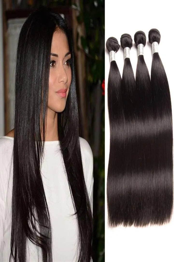 Extensions de cheveux brésiliens vierges 4 paquets produits de cheveux humains droits couleur naturelle soyeux droites doubles trames 830 pouces4602766