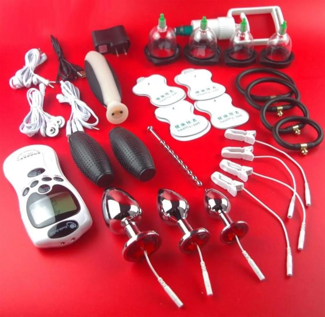 Elektroschock Electro Pulse Penis Physiotherapie Ring Harnröhren Anal Plug Gel Pad BDSM Erwachsene Spiele Erwachsene Sex Produkte Spielzeug für ihn6375019