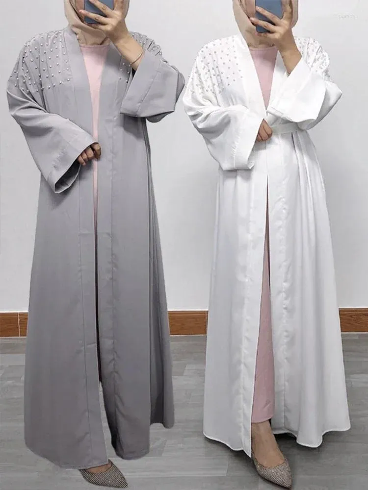 Vêtements ethniques Eid Musulman Abaya pour femmes Robe de soirée Perles Maroc Caftan Ramadan Lace-up Islam Dubaï Arabe Longue Robe 2024 Printemps