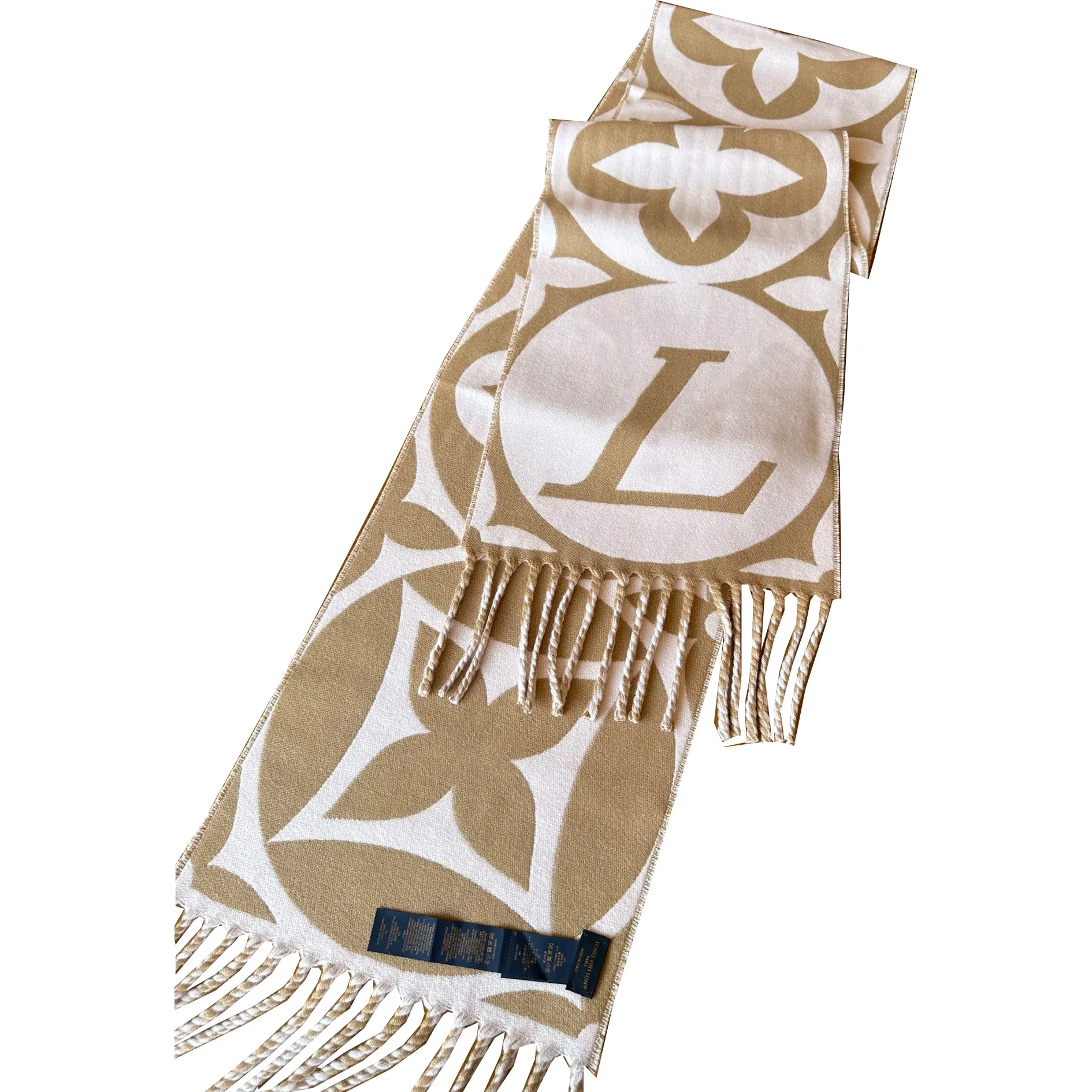 Lenços de alta qualidade designer mulheres luxo inverno Pashmina Sarongs xale poncho site 1: 1 versão Lã Bufanda Khaki Clássico padrão de trevo de quatro folhas M77856