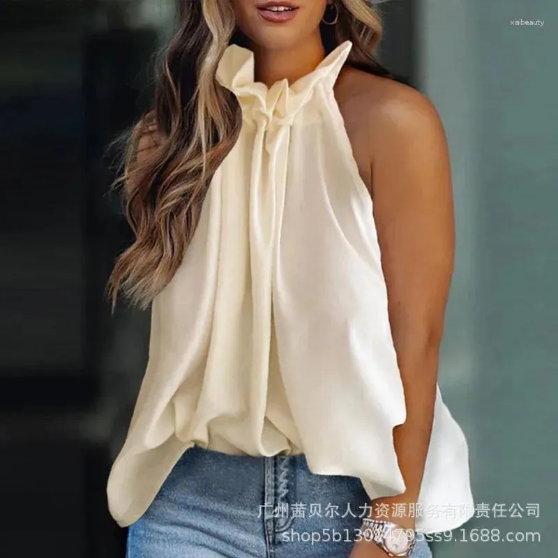 Women's T Shirts Womens T-Shirts 2024 White Sleeveless Collar Lace Loose Tank Top For Women