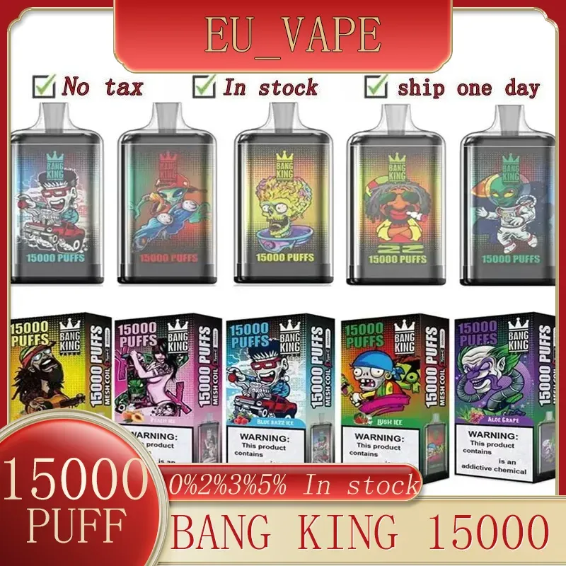 Originale Bang King 15000 15K Puff 15000 15K ricaricabile monouso Vape Pen E sigaretta Mesh Coil 25ml Preriempita 650mAh Batteria Crystal Box 2024 Vape più popolare