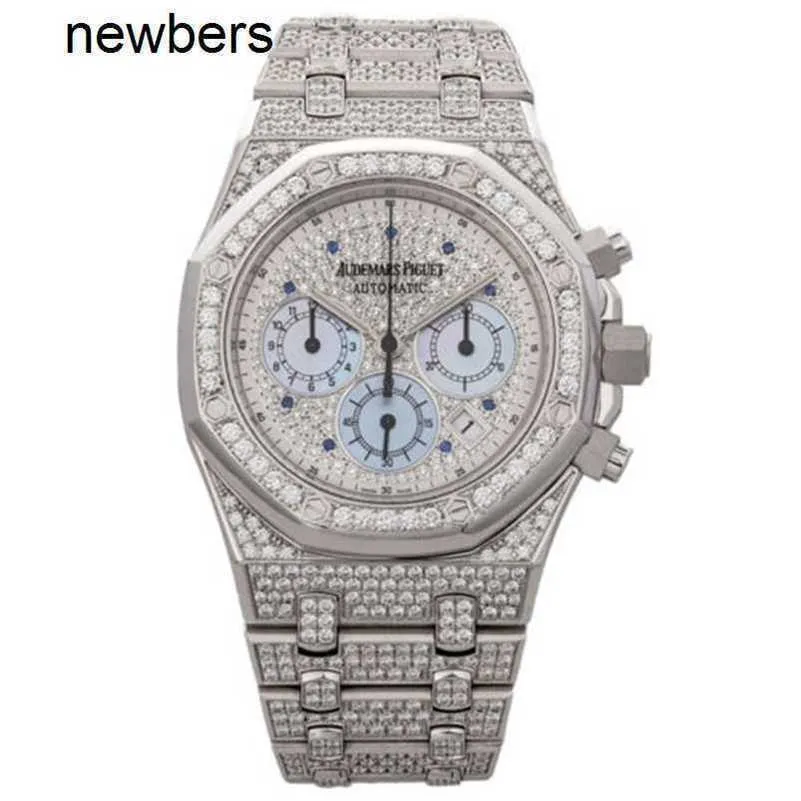 Aps Factory Audemar Pigue Watch Swiss Movement Abbey Royal Oak Watch 39mm Diamond Faced Unmarked dial in Platinum