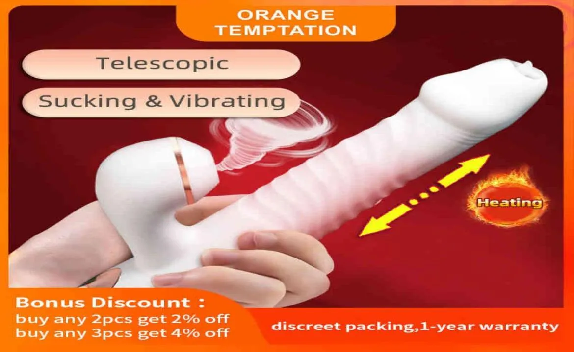 Jouets Masseurs Sex BagTelescopique Poussée Sucer Vibrateur pour Femme Gros Gode Chauffage Clit Sucker Vagin Clitoris Stimulateur Adu5084331