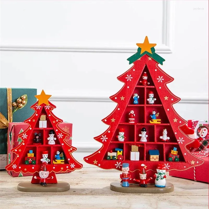 Рождественские украшения, Декор деревянного дерева, милое стоячее украшение для стола, домашний офис, вечеринка, подарок на 2024 год