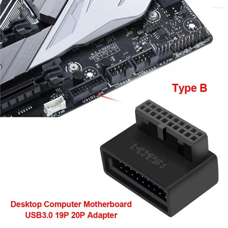 Cabos de computador 1/2/peças usb 3.0 19p 20p 90 graus placa-mãe adaptador de cabeçalho plug-in conversor pc desktop placa-mãe conector plugues