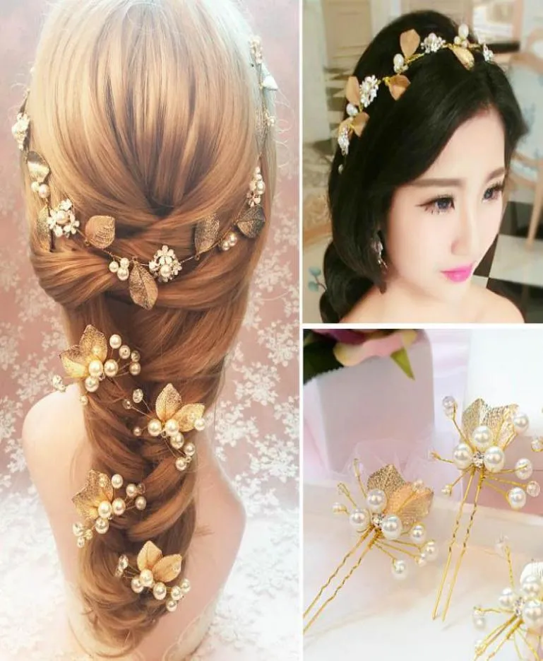 vecchia foglia diademi set accessori per capelli nuova fascia da sposa perle copricapo di fiori da sposa per la sposa abiti da festa di nozze capelli gioiello1352087