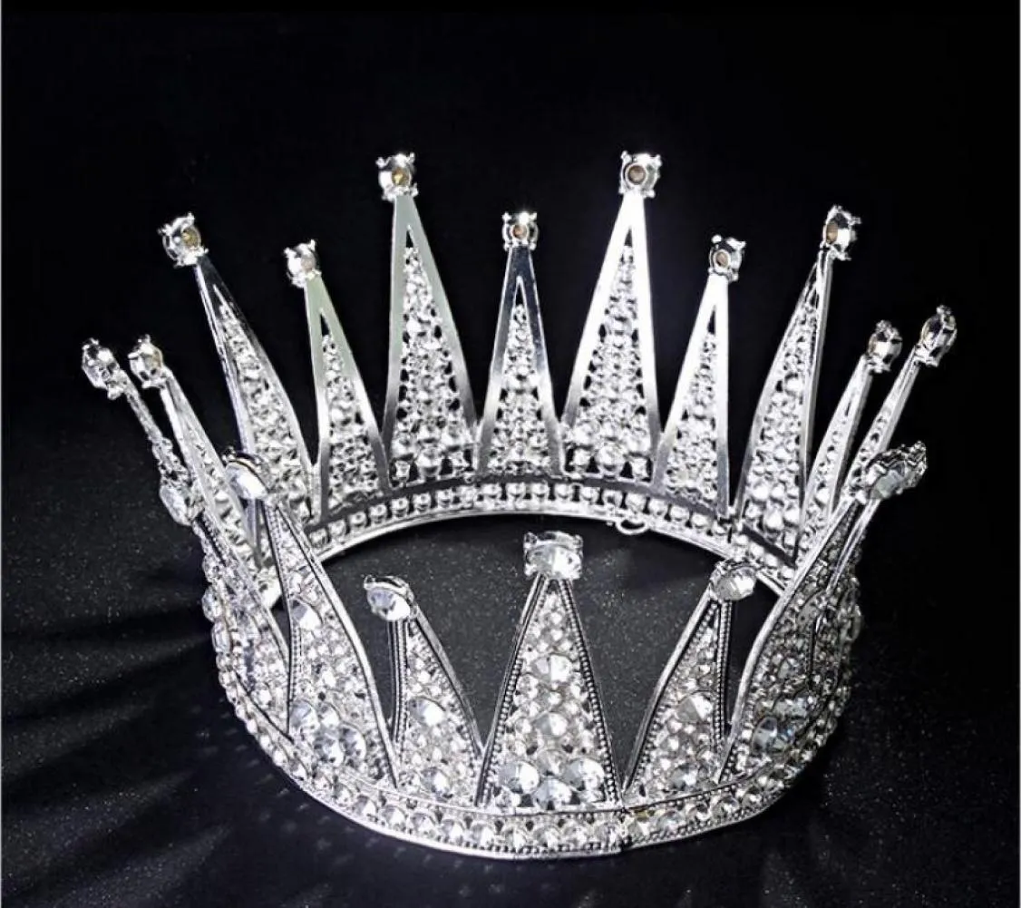 Couronne de mariée de luxe pas cher mais de haute qualité cristaux de perles scintillants couronnes de mariage royal bandeau de voile de cristal accessoires de cheveux Par5159362