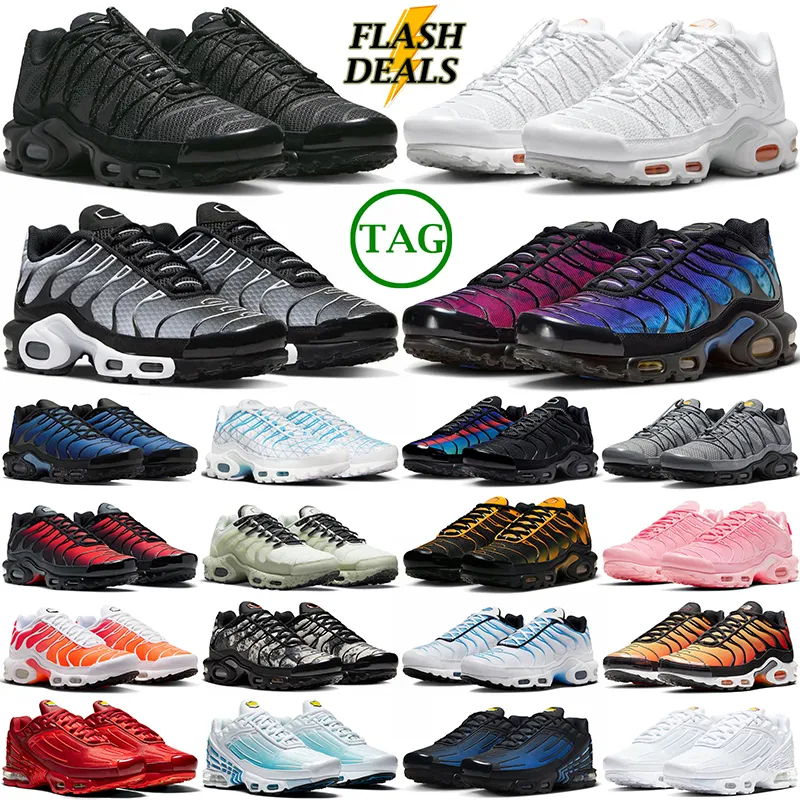 Running Shoes Trainers Outdoor Sneakers Triple Black White Hyper University Blue Smoke Grey Zebra Tn Plus 3 Men Women Bat Pimento Tns Mens