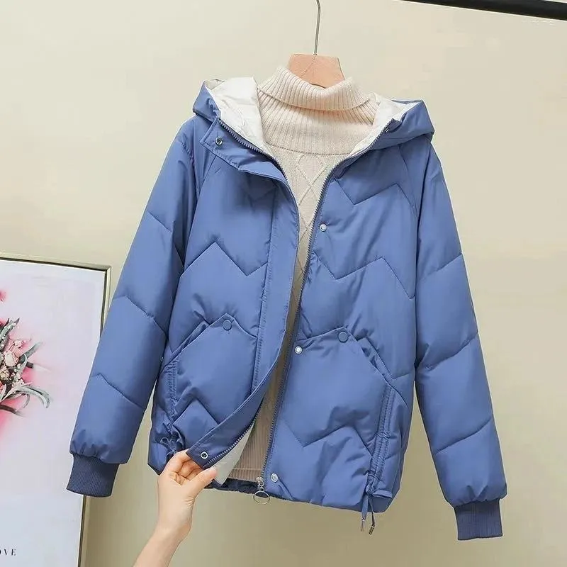 Women's Trench Coats 2024 Autumn Winter Fashion Korean Loose Parkas Women Short Thick Hooded Cotton Padded Jackets Female Outwear