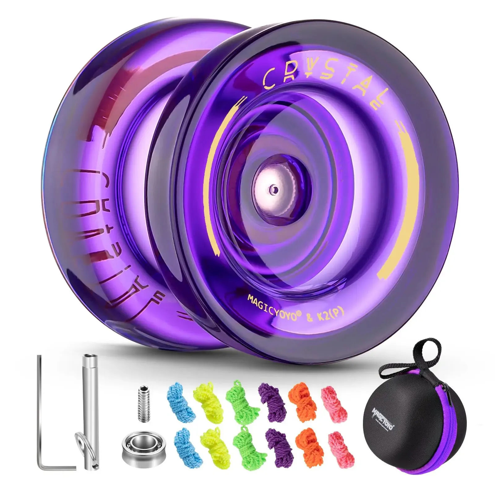 Magicyoyo Responsive Yoyo for Kids K2 Crystal Dual Purpose Plastic Yoyo Nybörjare Ersättande Bolllager 240304