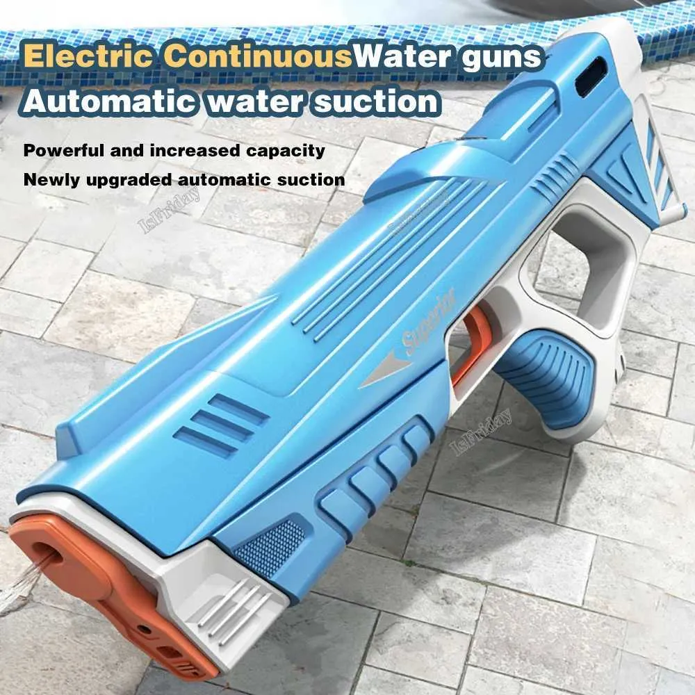 Gun Toys Summer Fullt Automatic Electric Water Absorption Induction Gun High-Tech Broken Water Gun On Beach Water Fighting Toys 240307