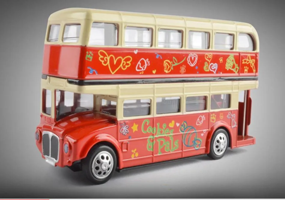 MZ DIECAST 합금 런던 Doubledecker Bus Bus Model Toys Tours 132 가벼운 사운드 풀백 장식 장식 크리스마스 어린이 생일 gif3704348