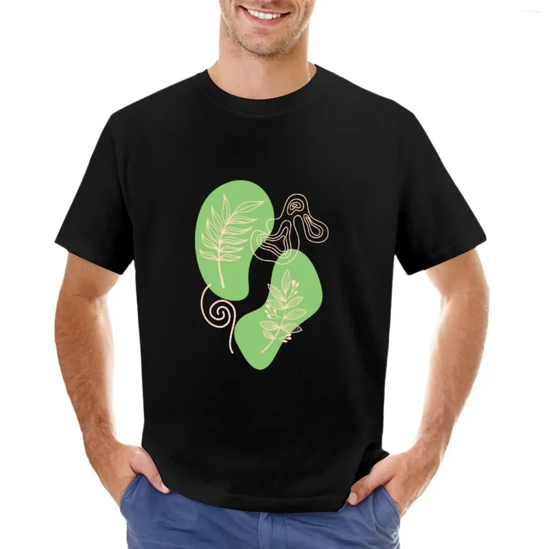 Męskie topy czołgowe minimalistyczna liść natura zielona t-shirt vintage ubrania czarne koszulki dla mężczyzn graficznych