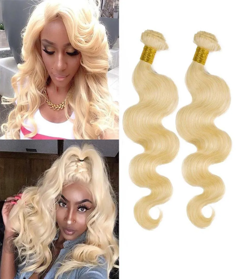 Brezilya Perulu Hint Malezya Moğolcu İnsan Saç Uzantıları 1030inch 2 Bundles 613Blonde Vücut Dalgası Bakire Saç Atıkları 6131062909