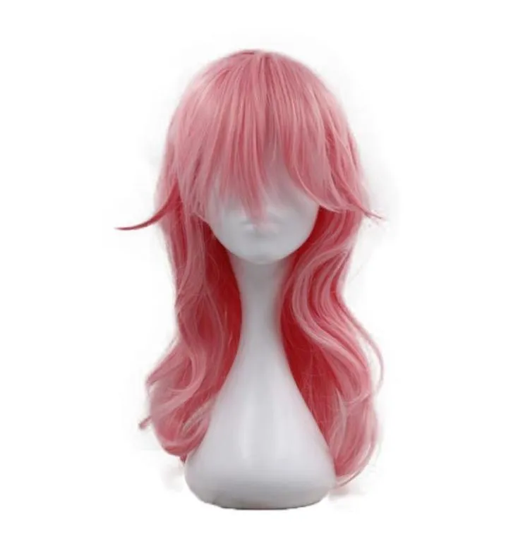 Perucas rosa perucas sintéticas cosplay peruca longa leve ondulado com ombre franja alta temperatire cabelo de fibra para women6281683