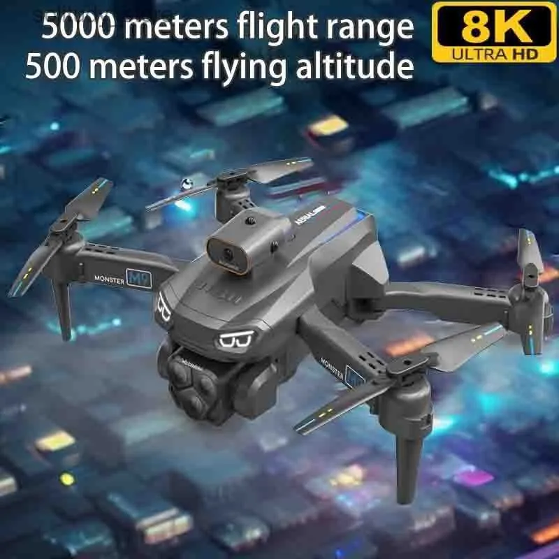 Drony Drone Professional 8K Dual HD Camera M9 mini dron z kamerą fotografię w powietrzu Unikanie Dronu 4K Quadcopter 5000M Q240308