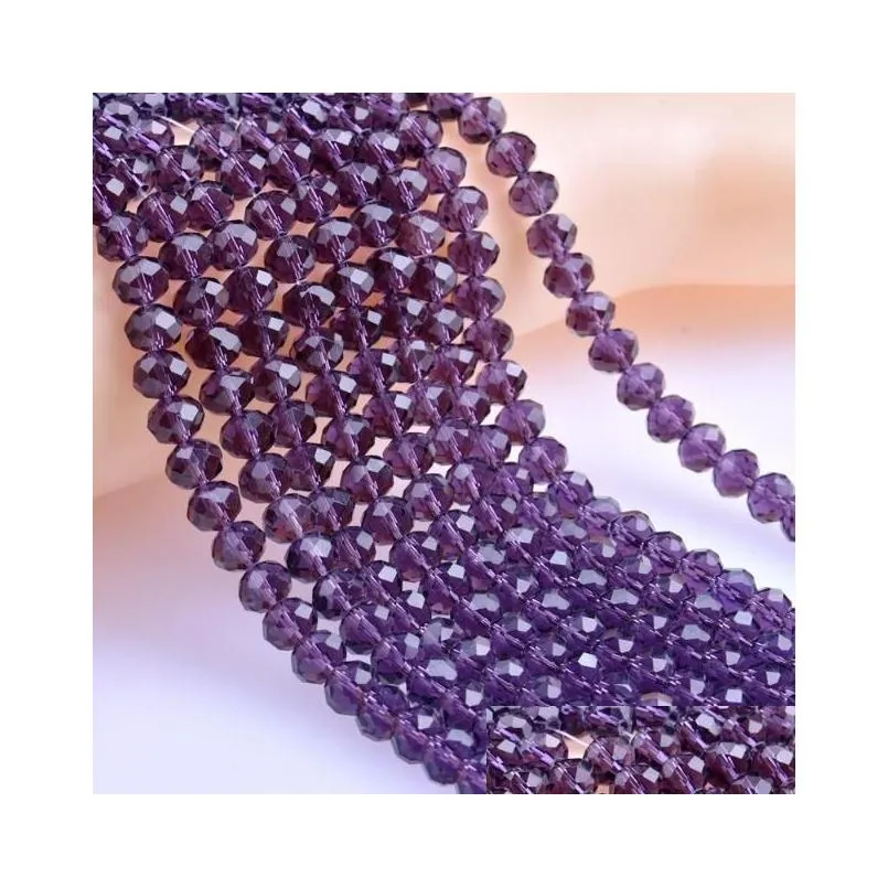 Glass Dark Purple Faceted 4 Size 5040 Rondelle Wheel Glass Crystal Pärlor DIY Halsband Armbandsmycken Makan Drop Delivery Smycken DHQSH