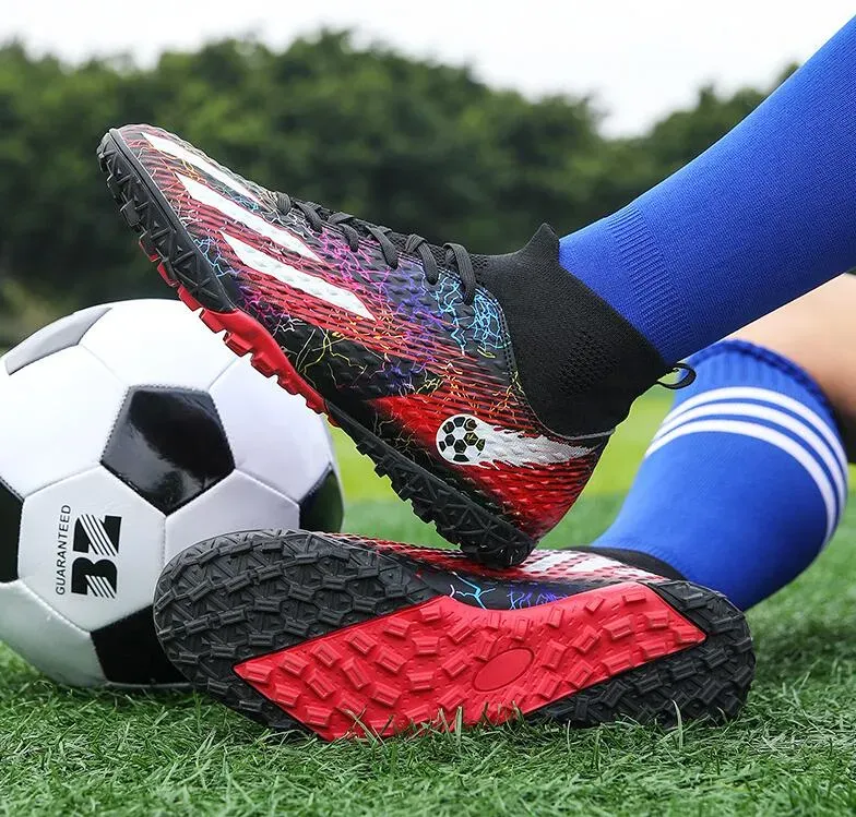 Nuovo arrivo donna uomo scarpe da calcio alte gioventù ragazzi ragazze AG TF scarpe da calcio nero blu bianco rosso bambini comode scarpe da allenamento per bambini