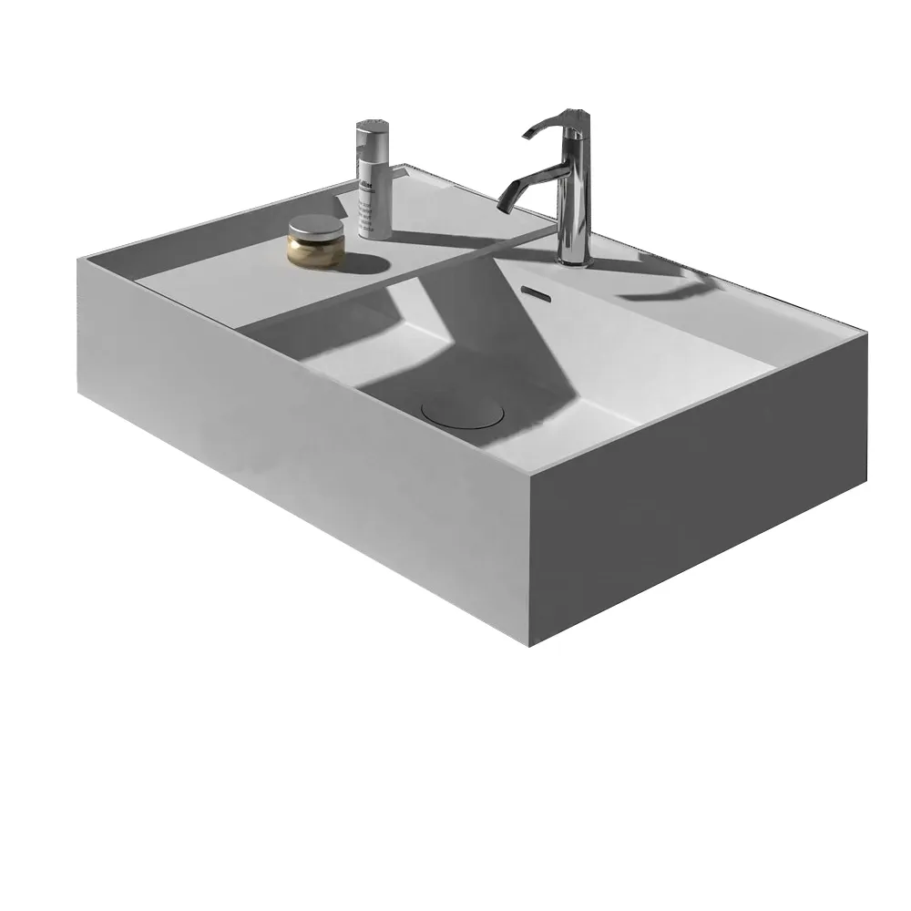 Rectangular Solid Surface Stone Counter Top Vessel Sink Fashionable Cloakroom Vanity Wash Basin RS38331