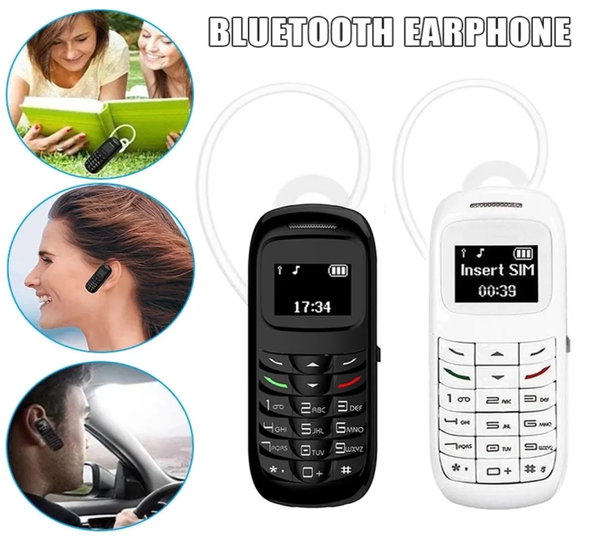 Desbloqueado super mini moda telefones celulares bluetooth único cartão sim gsm voz mágica bluetooth fone de ouvido fone de ouvido bt dialer móvel phon7370636