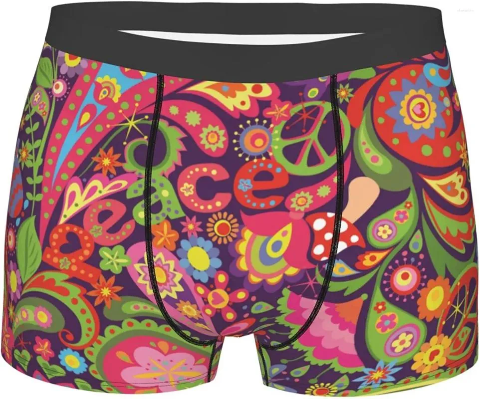 Underpants Peace Symbol Sign Paisley Men's Boxer Briefs Breathable Men Comfortable Underwear Sexy Panties