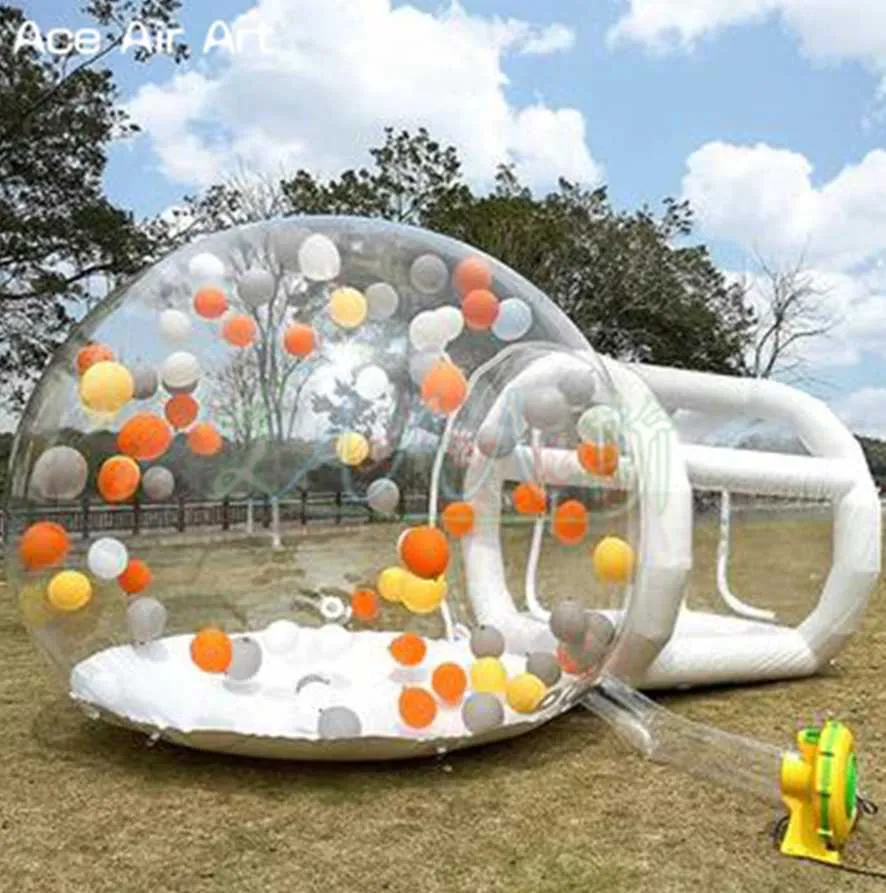 vente en gros tente gonflable transparente à bulles avec tunnel pour le camping tente extérieure légère de dôme clair de tarvel de haute qualité