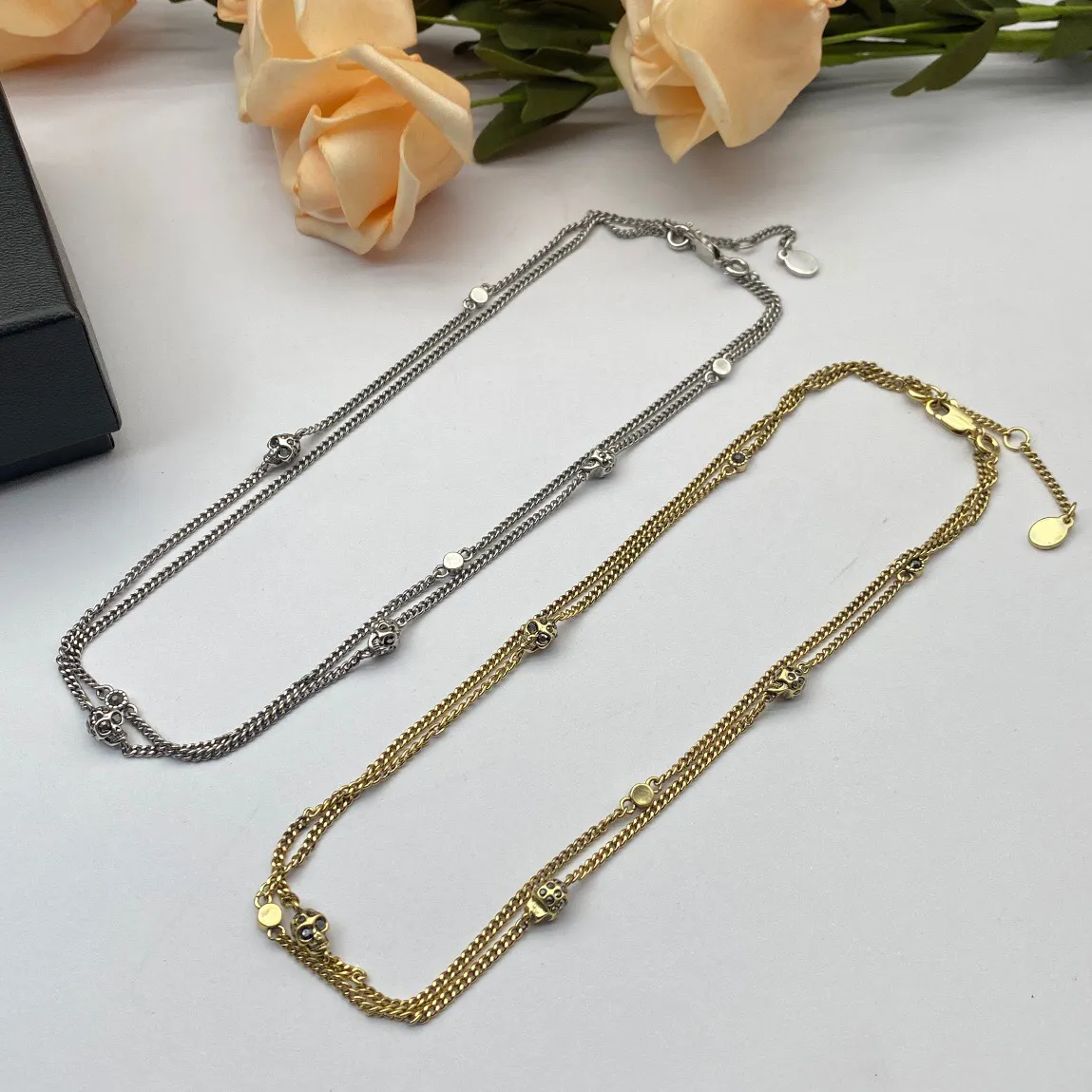 MQ ketting schedel ontwerper voor vrouw officiële reproducties voor man 5A T0P verguld 18K premium geschenken merkontwerper klassieke stijl jubileumcadeau met doos 006