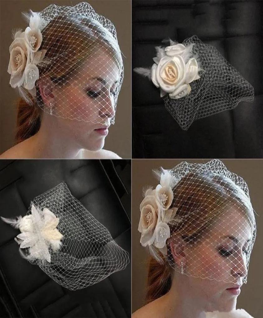 Klassisk fågelbur Face Wedding Veils Mesh korta brudslöjor Net ansikte täckt slöja med COMB1785878