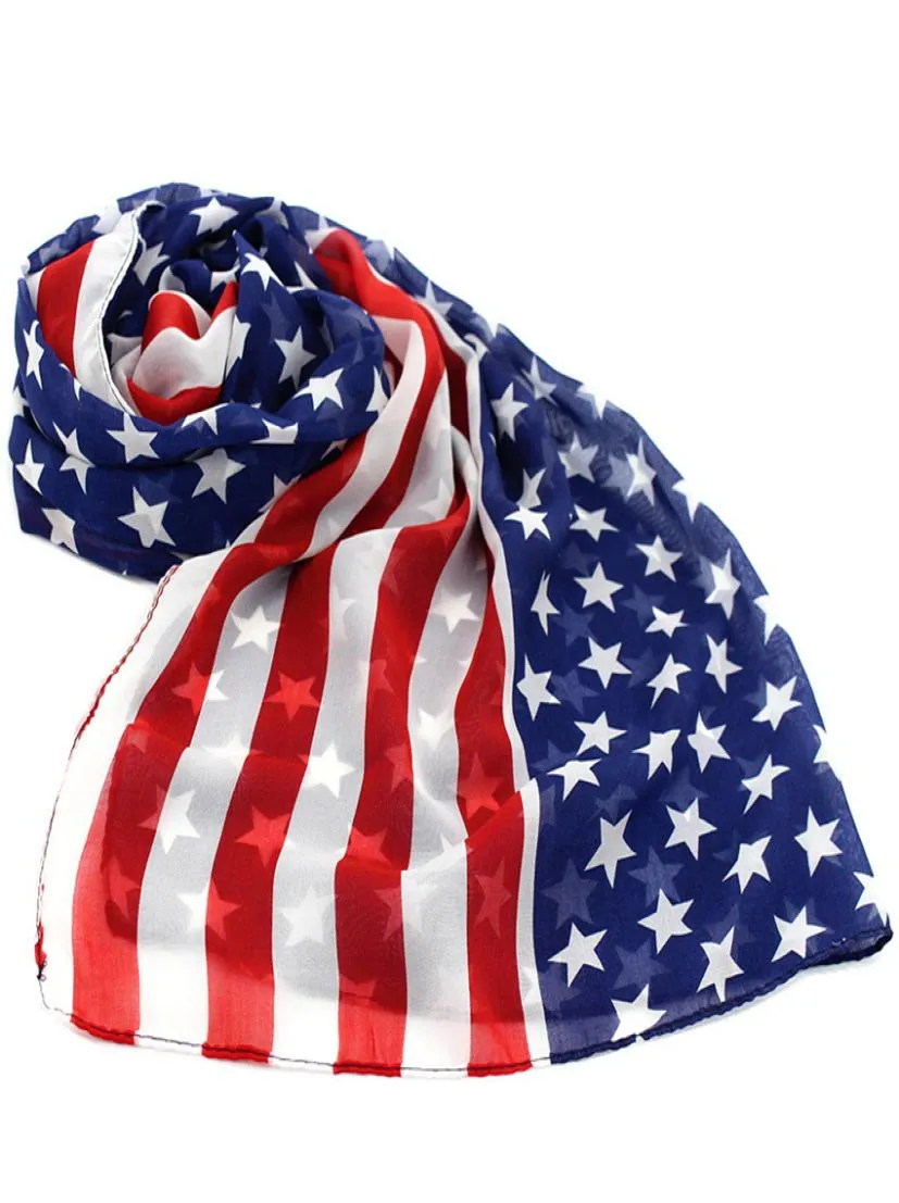 Vintage Schal mit amerikanischer Flagge der USA, 15070 cm, patriotische Sterne und Streifen, Schals mit US-Flagge, Herren und Damen, Pentagramm, Chiffon-Schal, Wickeltücher, GGA379623376