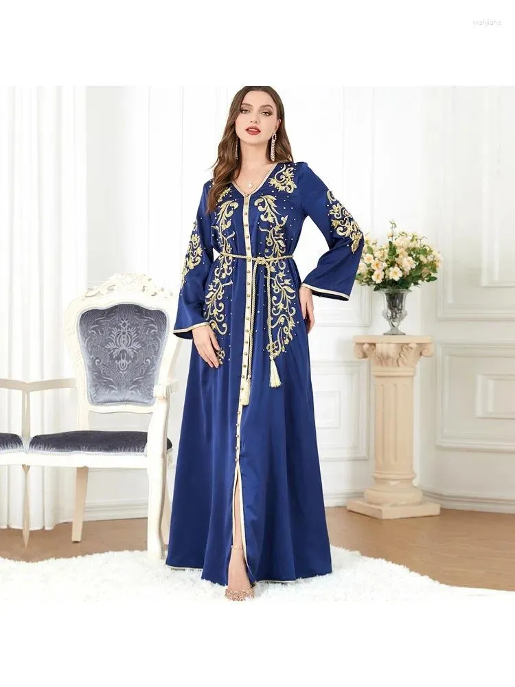 Vêtements ethniques Abaya Abayas pour femmes musulmanes robe Islam manches longues Dubaï Arabie islamique