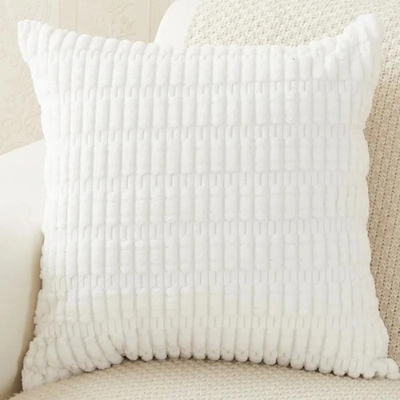 Almohada de pana cubierta gruesa 45x45 cm de alta calidad decorativa suave para sala de estar sofá decoración caso blanco beige