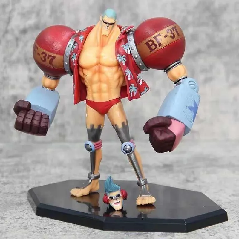 Anime Manga One Piece Anime Figure GK Franky Fighting Pirates CUTTYFLAM 2 têtes Action Figure Statue Décoration Poupée Jouets Cadeaux de Noël J240308